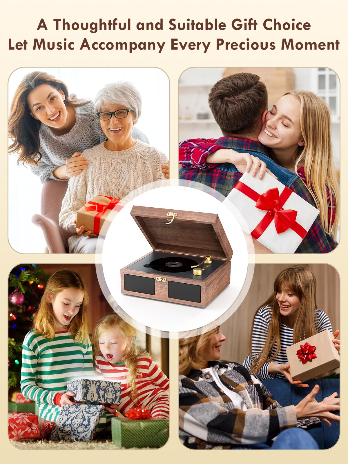 CD Player with Built-in Speakers Portable with Bluetooth Input&Output Nostalgic Desktop CD Players for Home Music Box Player with Stereo Sound Remote Control Brown
