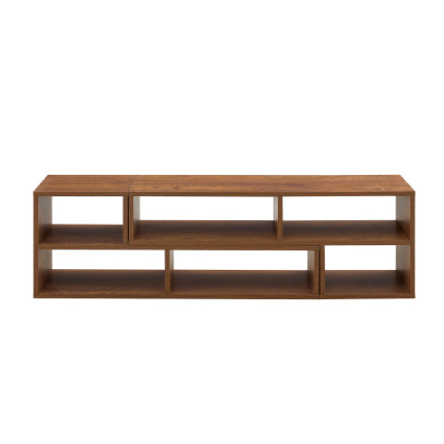 2-Piece Cube TV Stand with Open Storage – L-Shaped Modular Entertainment Console, Walnut MDF, 47.2" x 12" x 13.4"