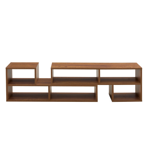 2-Piece Cube TV Stand with Open Storage – L-Shaped Modular Entertainment Console, Walnut MDF, 47.2" x 12" x 13.4"