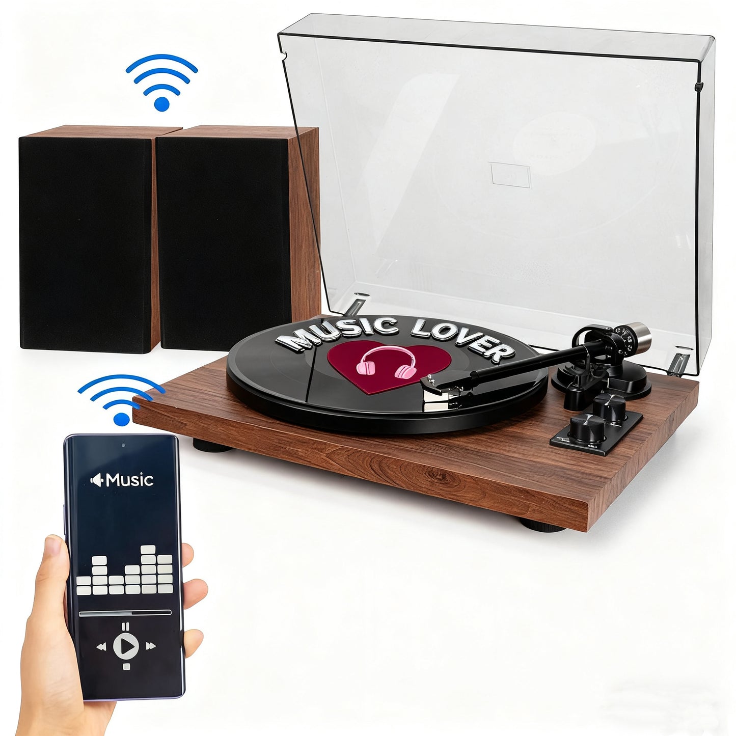 High-Fidelity Turntable with Bluetooth, LED Lighting & Premium Speakers