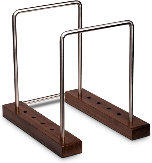 LP Vinyl Record Holder – Solid Walnut Wood & Stainless Steel LP Storage Stand with Now-Playing Display