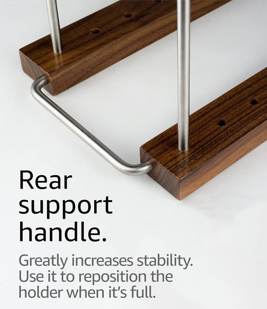 LP Vinyl Record Holder – Solid Walnut Wood & Stainless Steel LP Storage Stand with Now-Playing Display