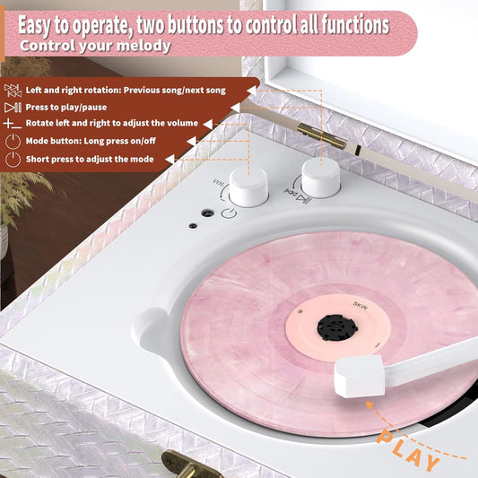 Portable Bluetooth CD Player – Desktop Vintage CD Player with Built-in Speakers, USB, AUX, Headphone Jack & Remote