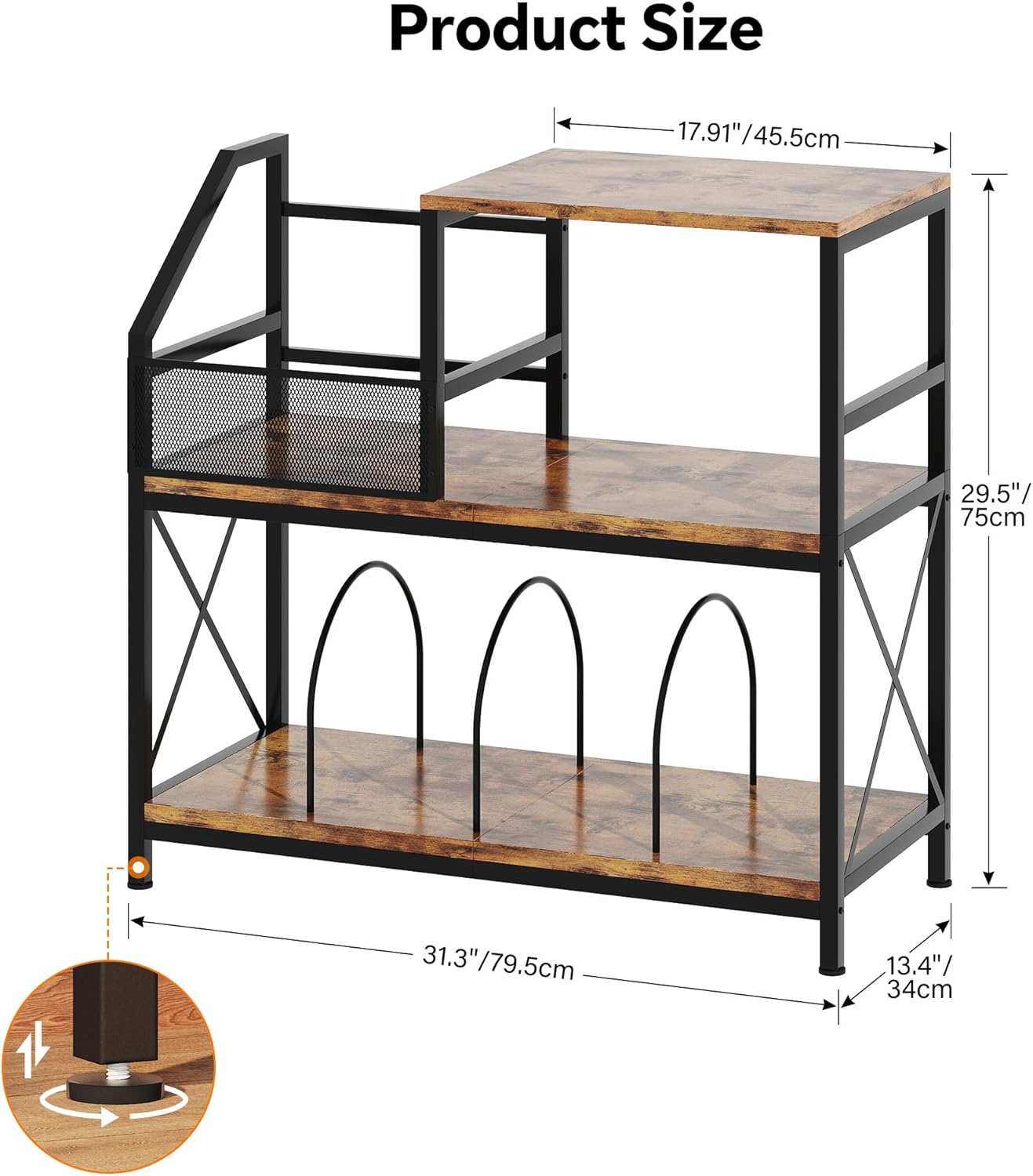 Record Player Stand with 3 Adjustable Dividers – Holds Up to 300 Vinyl Records, Vintage Turntable Cabinet for Living Room, Bedroom, Office
