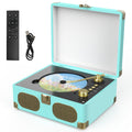 Wavelegend Retro CD Player Bluetooth Portable with Hifi Speakers, Remote Control Desktop Suitcase Music Player with V5.4 BT in&out Blue