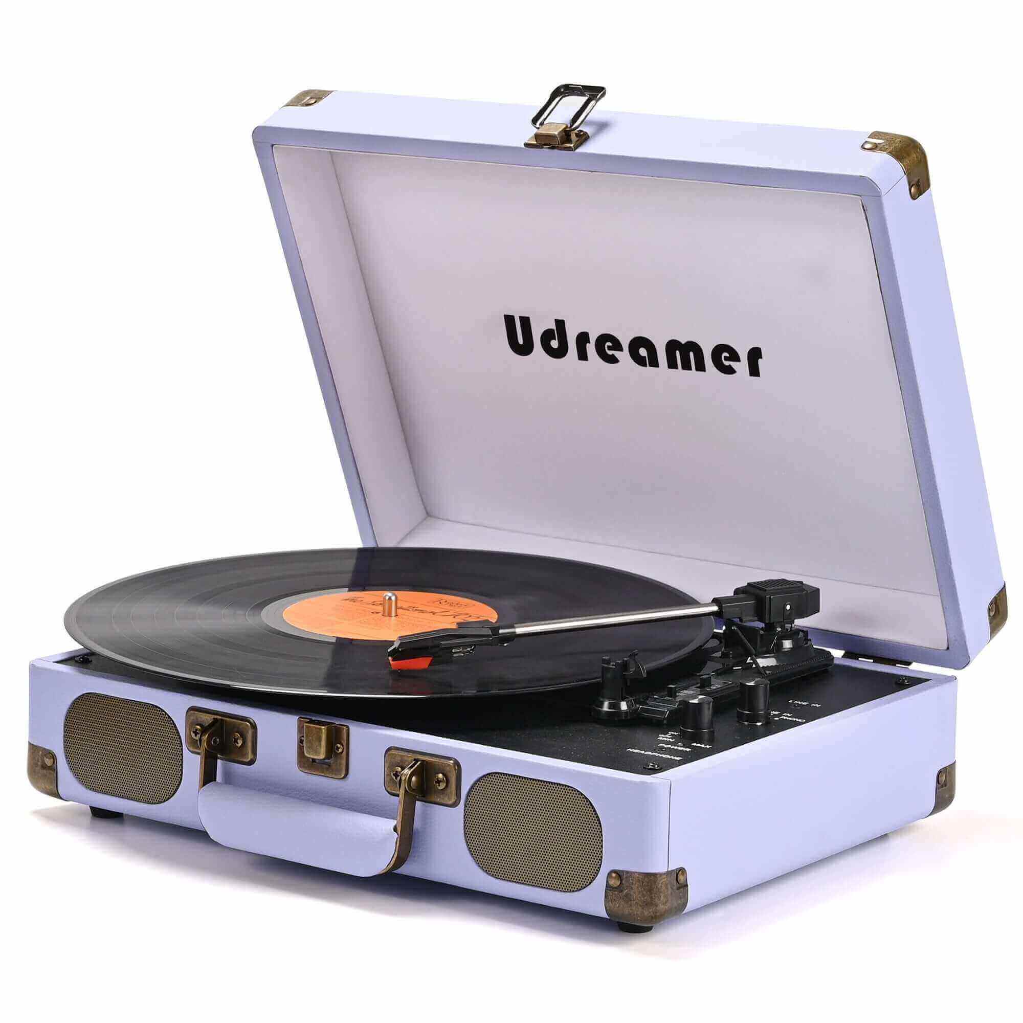 Suitcase Portable Vinyl Record Player, Vintage Purple R609