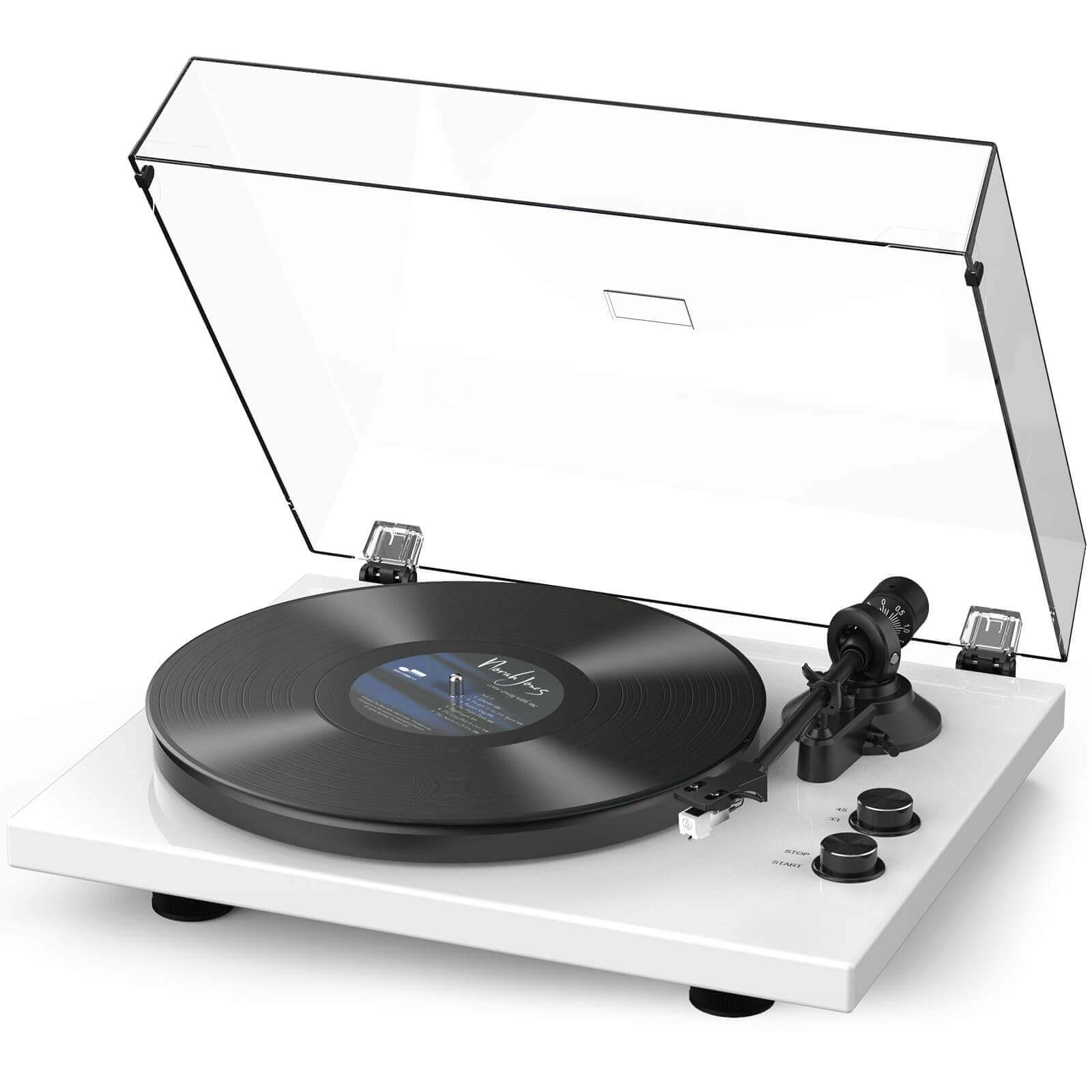 Bluetooth Turntable with High Fidelity Sound - White, MM Cartridge by Retrolife