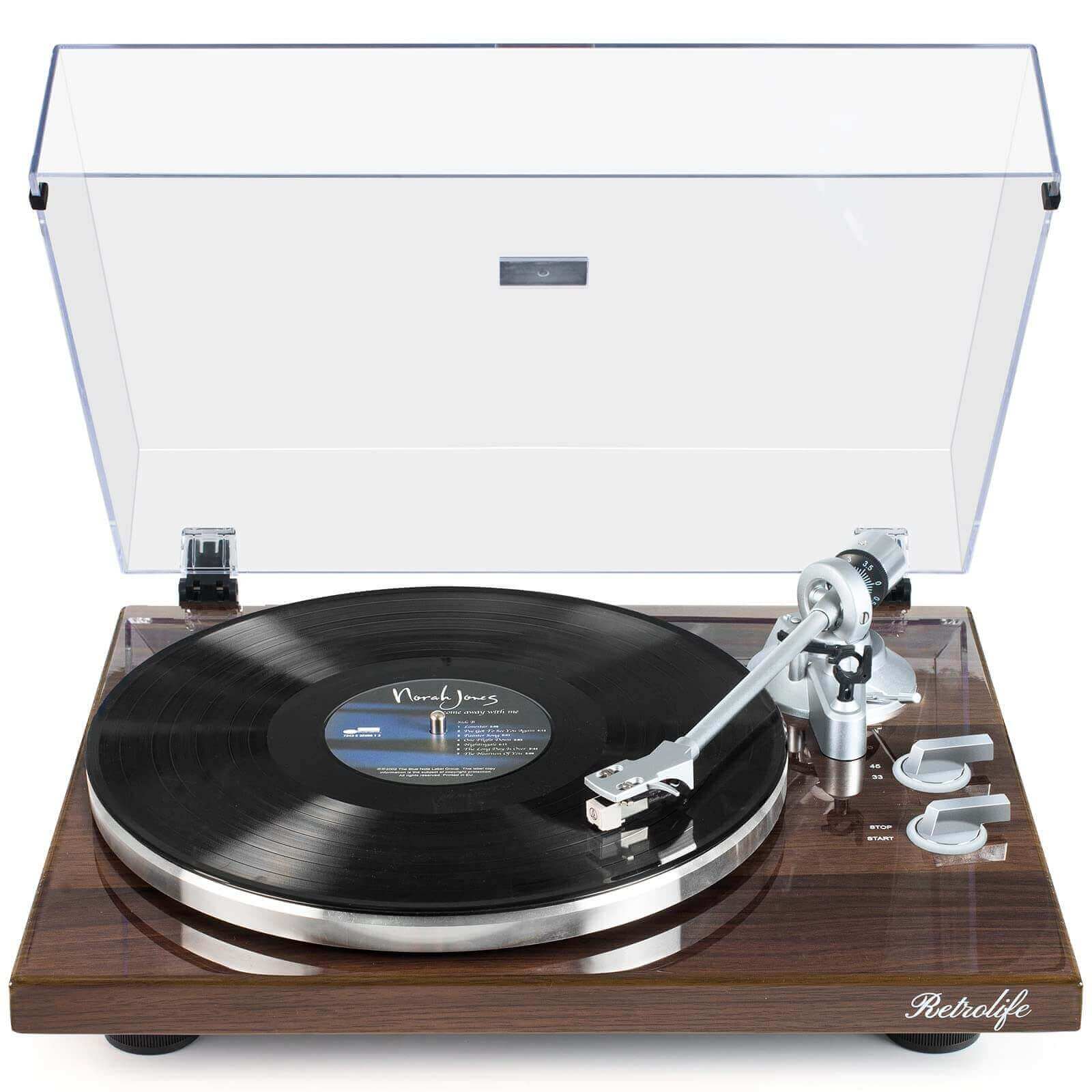 Bluetooth Turntable with High Fidelity Sound, Brown, HQKZ-006