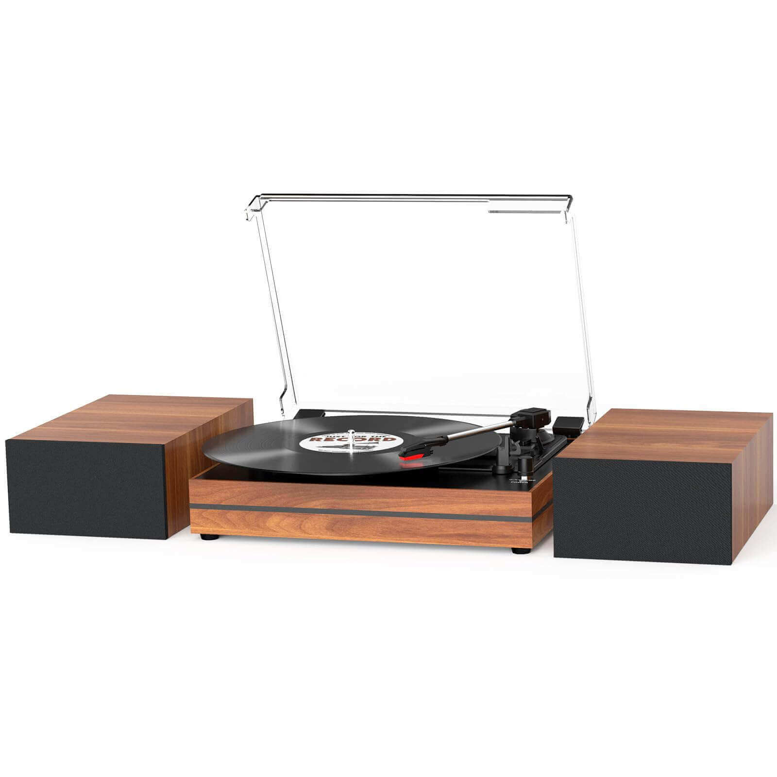 Vinyl Record Player with External Speakers, Walnut Red R612-2