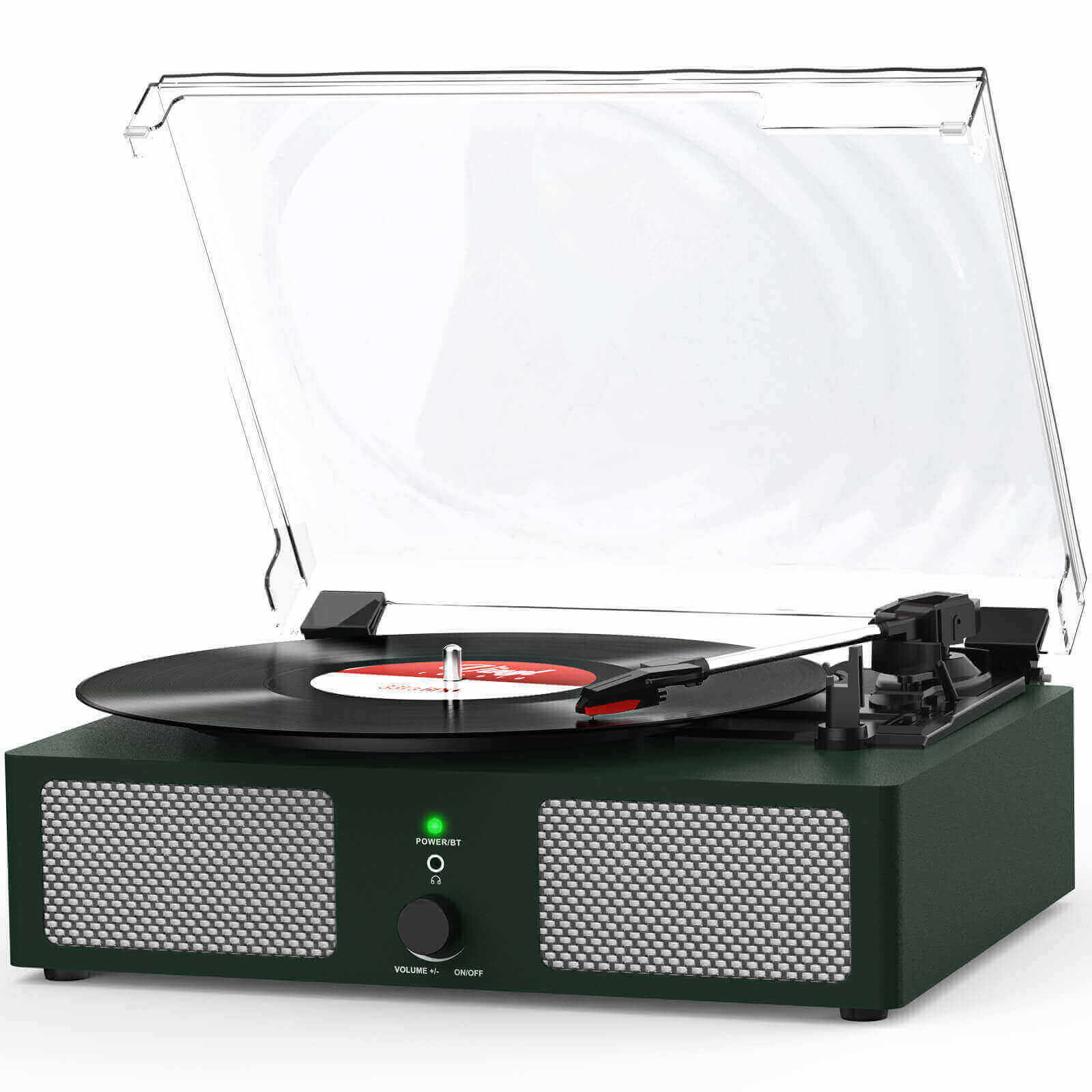 High-Quality Vinyl Record Player - Dark Green with Built-in Speakers by UDREAMER