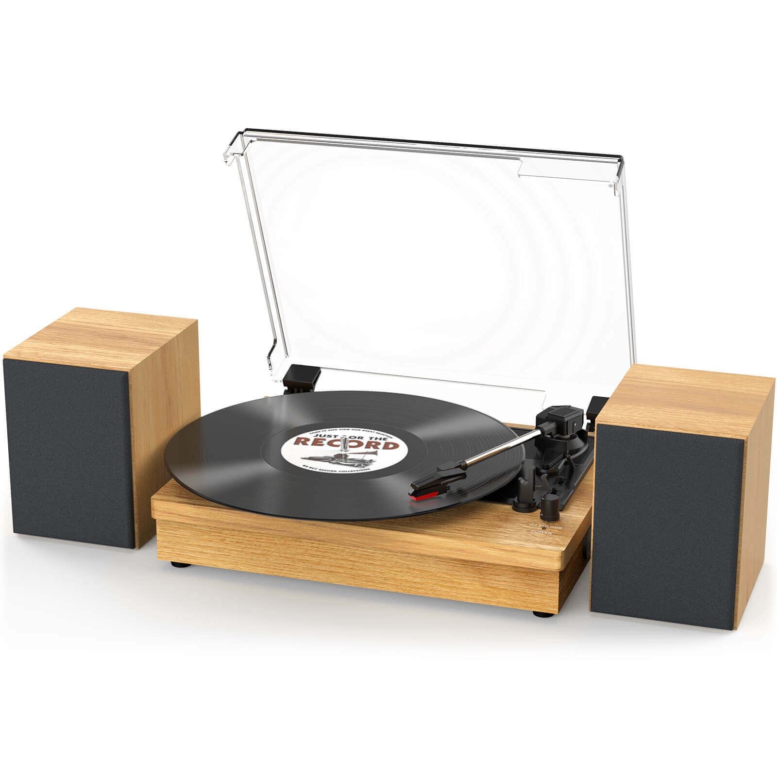 Vinyl Record Player with Dual Speakers, Black, Wireless Connectivity by WOCKODER