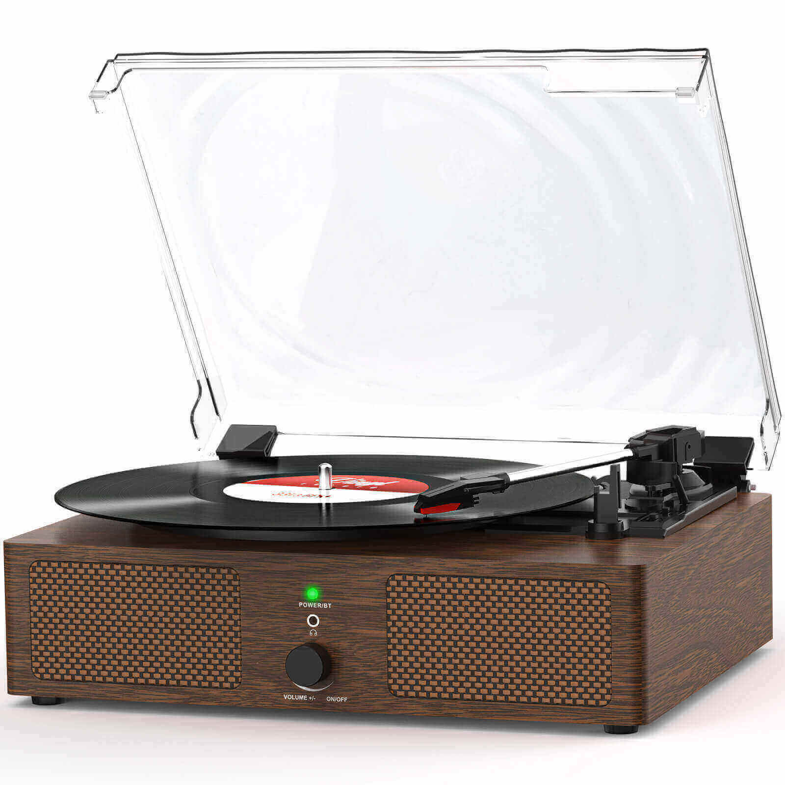 High-Quality Vinyl Record Player - Dark Brown with Built-in Speakers by UDREAMER