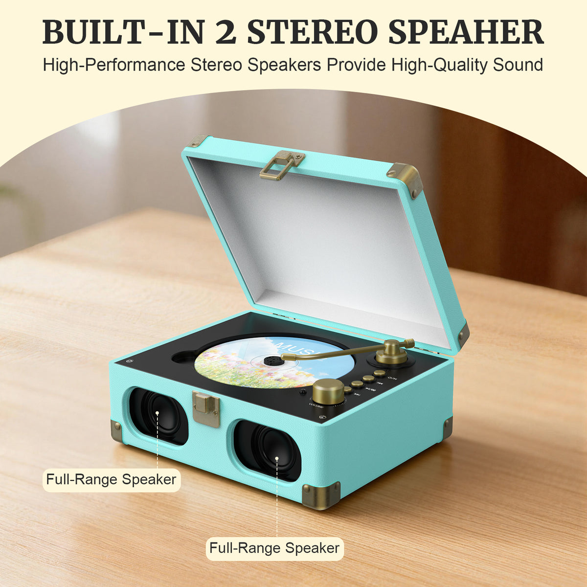 Wavelegend Retro CD Player Bluetooth Portable with Hifi Speakers, Remote Control Desktop Suitcase Music Player with V5.4 BT in&out Blue