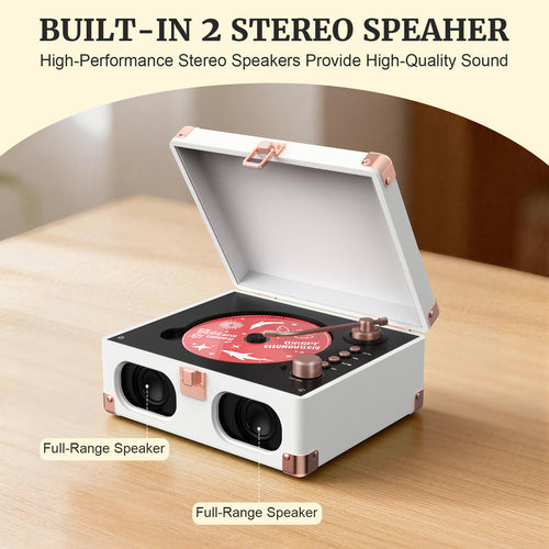 Wavelegend Retro CD Player Bluetooth Portable with Hifi Speakers, Remote Control Desktop Suitcase Music Player with V5.4 BT in&out(White)