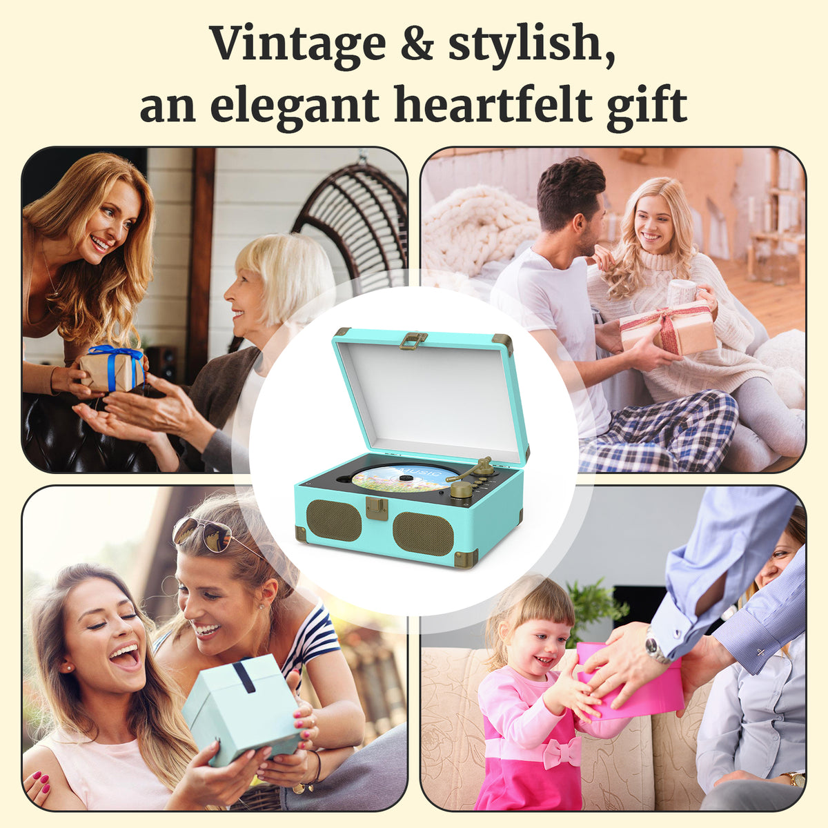 Wavelegend Retro CD Player Bluetooth Portable with Hifi Speakers, Remote Control Desktop Suitcase Music Player with V5.4 BT in&out Blue