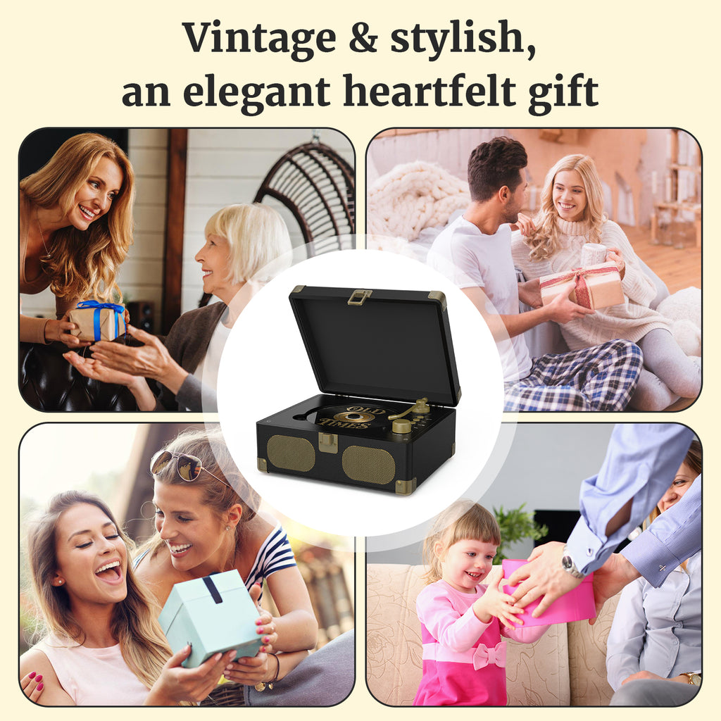 Wavelegend Retro CD Player Bluetooth Portable with Hifi Speakers, Remote Control Desktop Suitcase Music Player with V5.4 BT in&out
