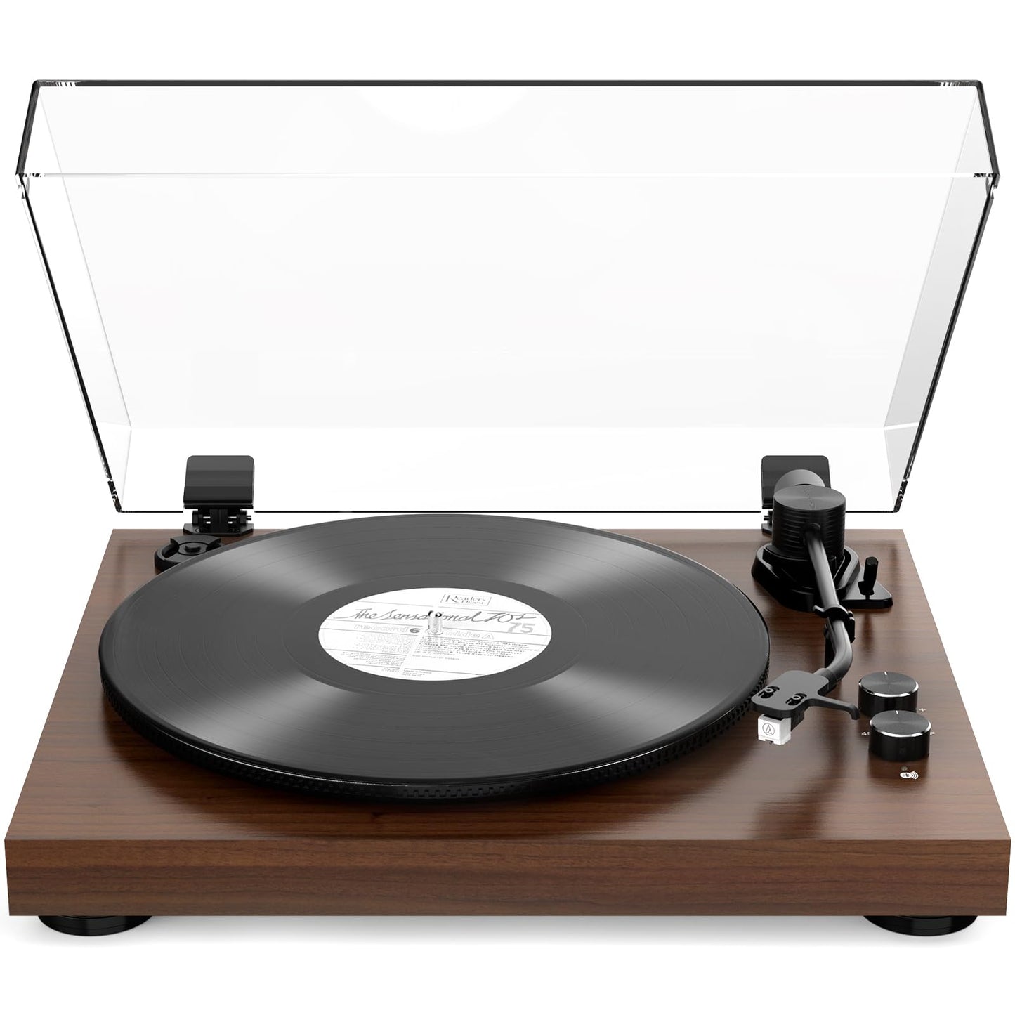 Vinyl Record Player Belt Drive 2-Speed Playback Turntable Bluetooth Wireless Output Connectivity Record Player with Magnetic Cartridge Built-in Phono Pre-amp