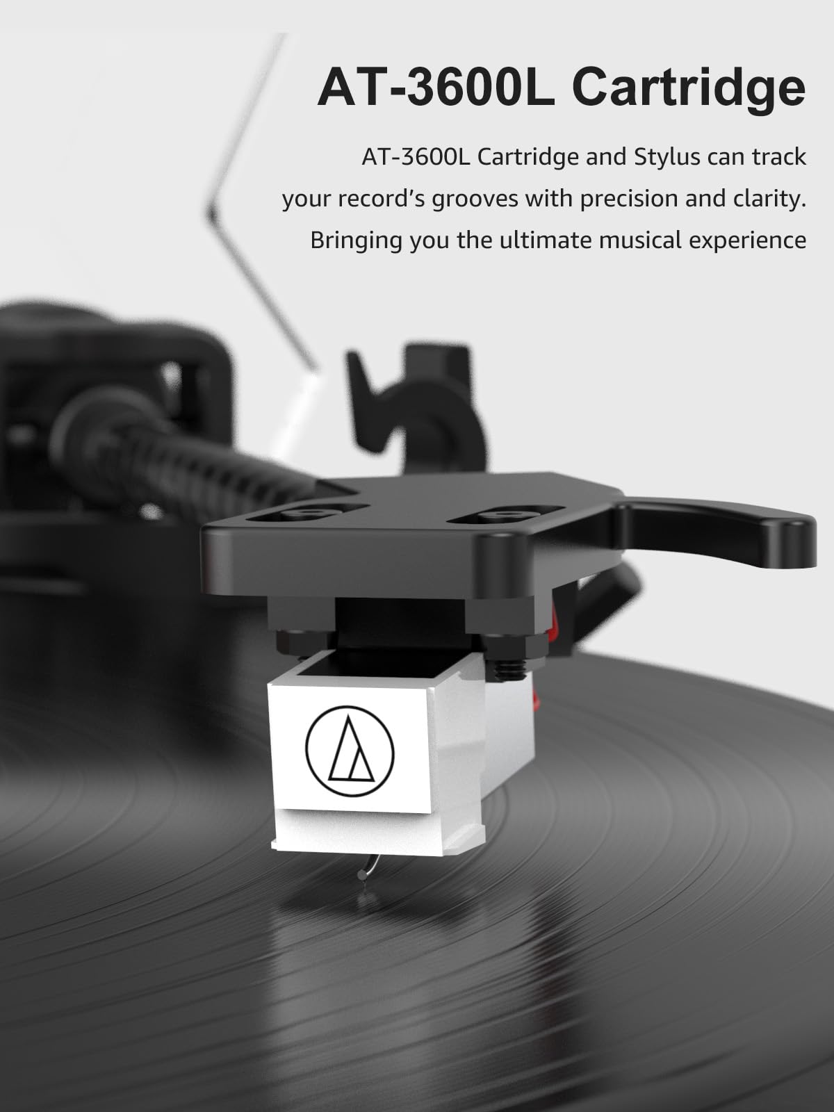 Record Player Turntables for Vinyl Records with Built in Speakers Belt Drive 2-Speed Turntables with Magnetic Cartridge AT-3600L, Support RCA Output, Walnut Brown