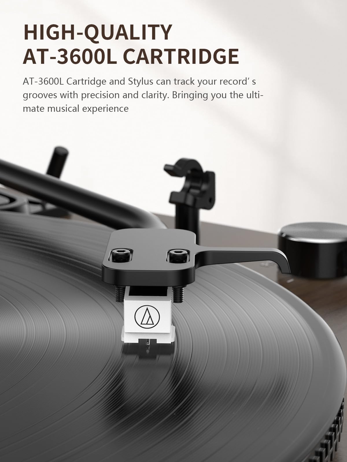 Vinyl Record Player Belt Drive 2-Speed Playback Turntable Bluetooth Wireless Output Connectivity Record Player with Magnetic Cartridge Built-in Phono Pre-amp