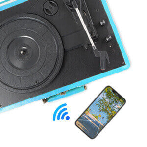 Suitcase Bluetooth Record Player - Blue 3-Speed with Enhanced Audio by RETROLIFE