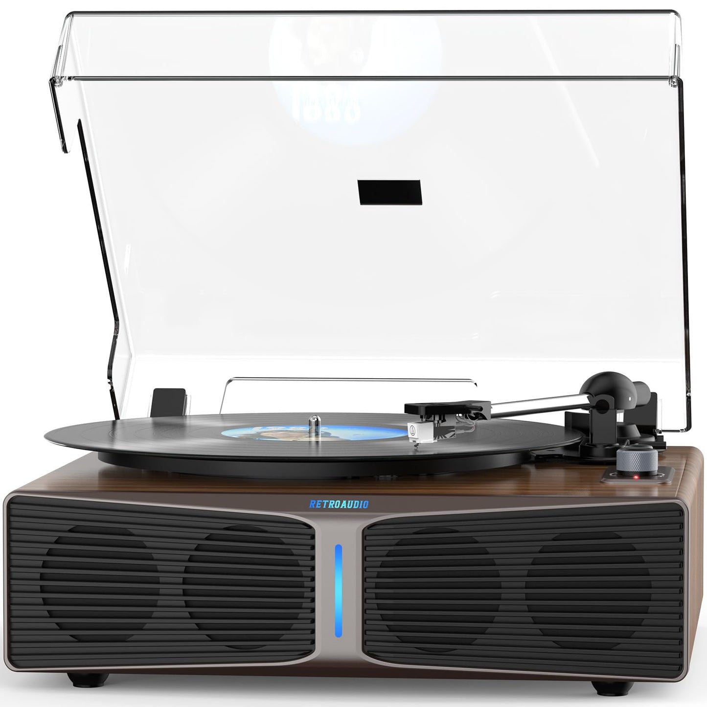 RetroAudio Vinyl Record Player with Built-in Stereo Speakers, High Fidelity Turntables for Vinyl Records with Adjustable Light Bar, Magnetic Cartridge, Upgraded BT5.4, 2-Speed/RCA Out, Birthday Gift