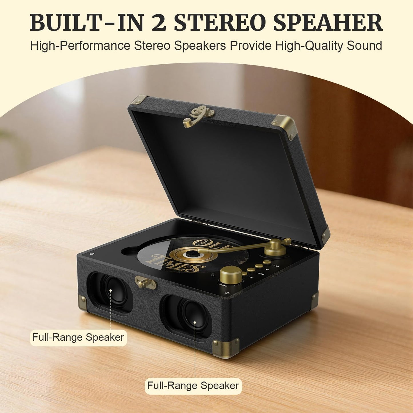 RetroAudio CD Player with Speakers Retro Portable CD Players for Home Music Player with Remote Control,V5.4 Bluetooth in&Out Desktop Suitcase CD Player with AUX in, Headphone Jack,USB Playback，Black
