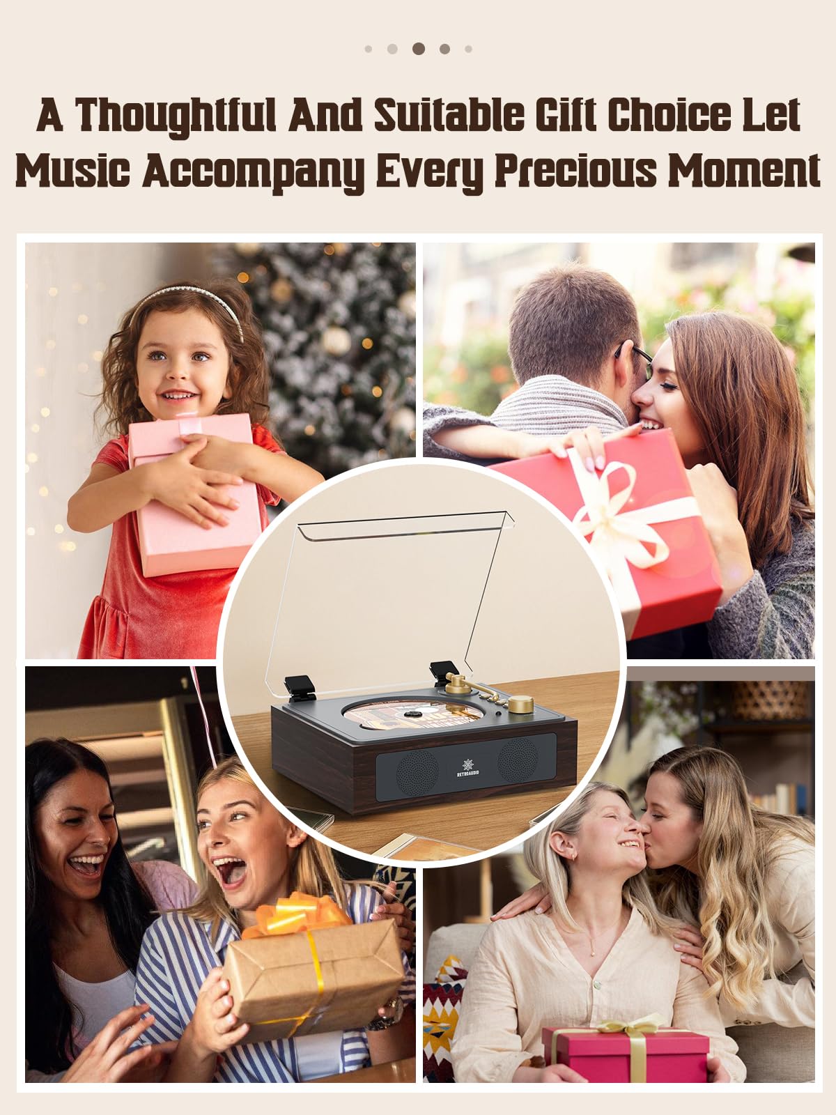 CD Player with Built-in Speakers Bluetooth Retro Portable CD Players for Home Music Player with Remote Control Headphone Jack Walnut Brown