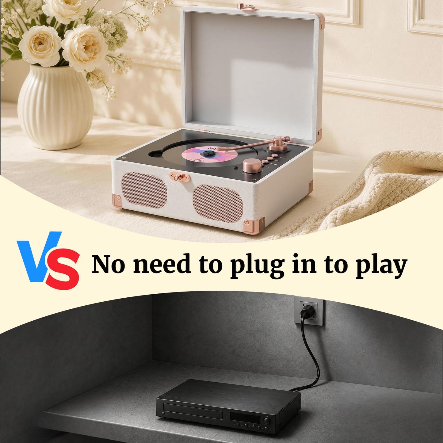 RetroAudio CD Player with Speakers Retro Portable CD Players for Home Music Player with Remote Control,V5.4 Bluetooth in&Out Desktop Suitcase CD Player with AUX in, Headphone Jack,USB Playback，White