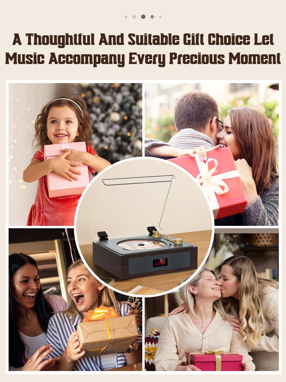CD Player with Built-in Speakers Bluetooth Retro Portable CD Players for Home Music Player with Remote Control Headphone Jack (Walnut Brown with LCD Screen)