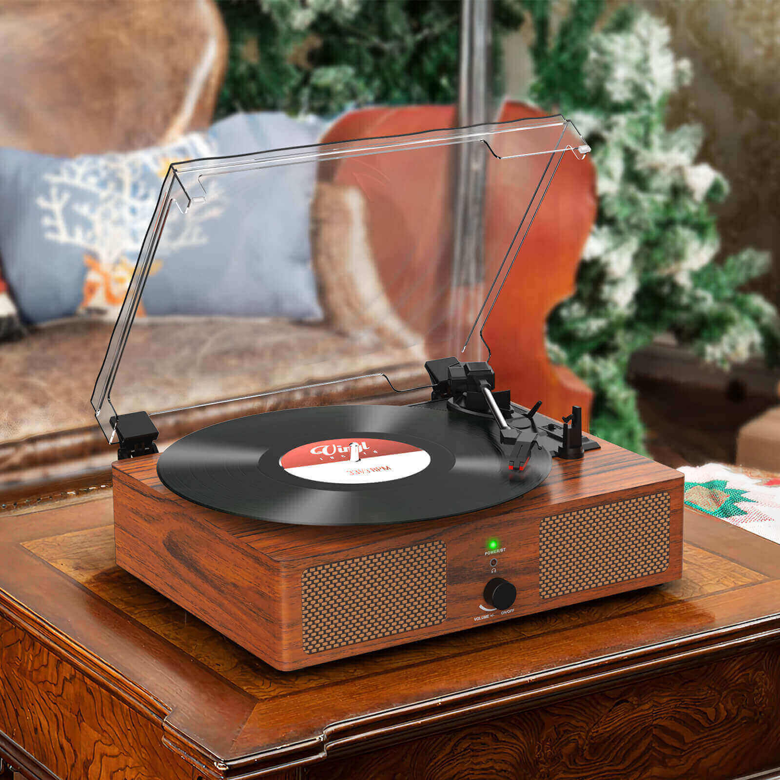 High-Quality Vinyl Record Player - Light Brown with Built-in Speakers by UDREAMER