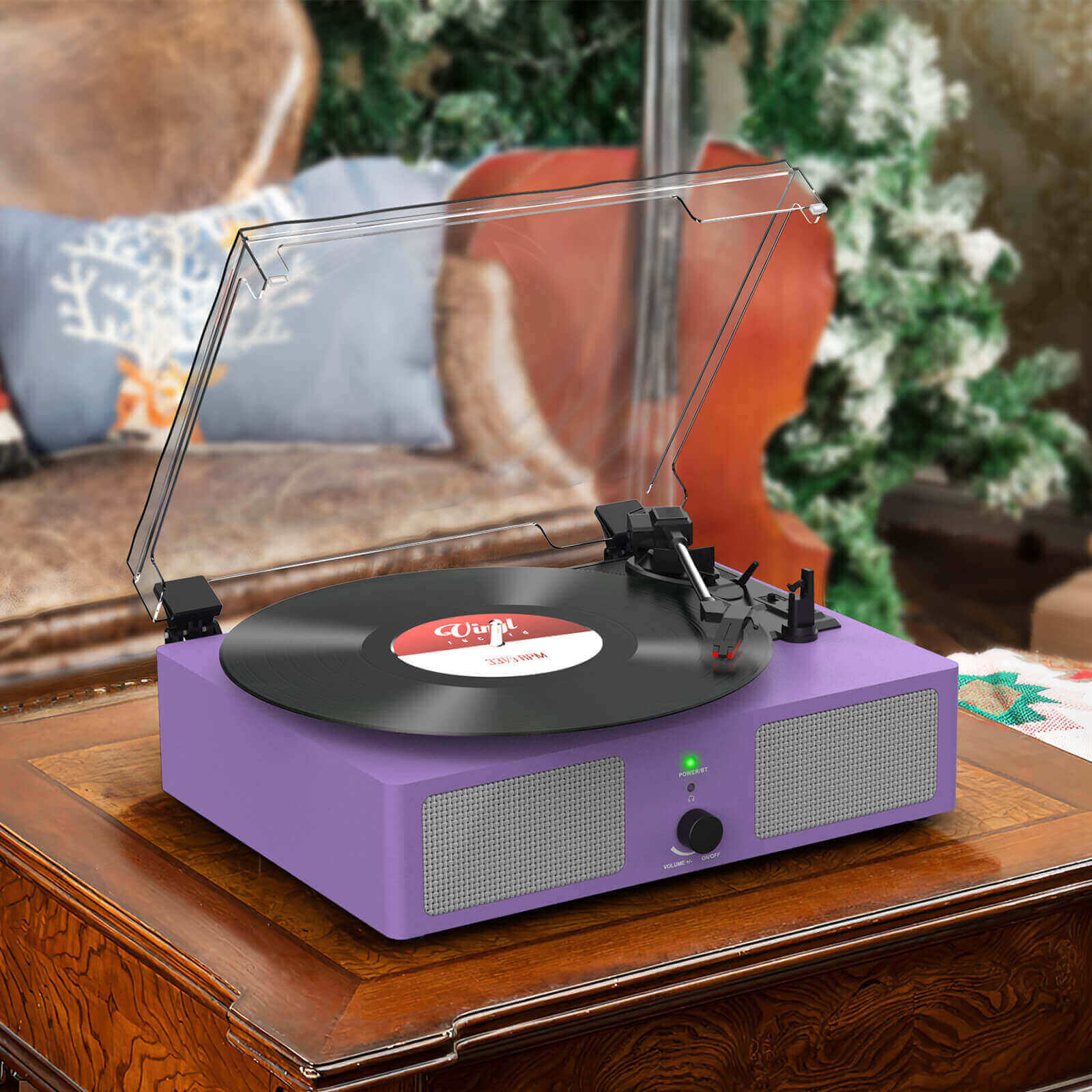 High-Quality Vinyl Record Player - Purple with Built-in Speakers by UDREAMER