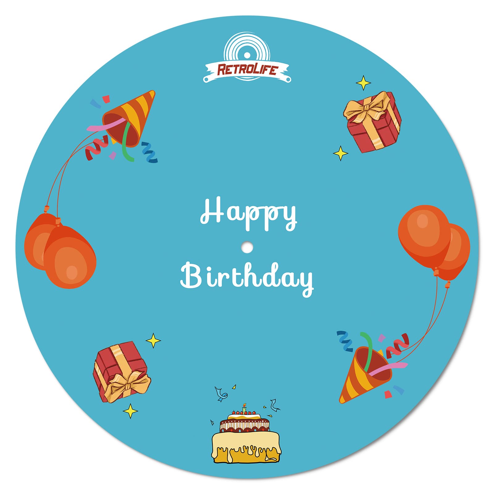 Birthday Theme Felt Turntable Platter Mat, 2mm Anti-Static Slipmat for LP Record Players