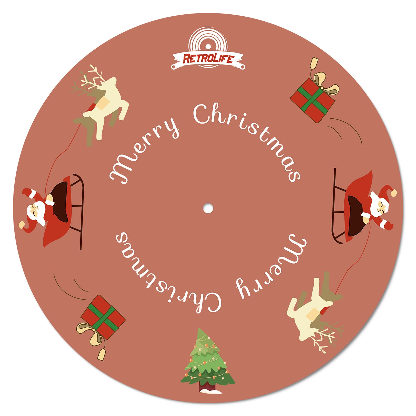 Christmas Theme Felt Turntable Platter Mat, 2mm Anti-Static Slipmat for LP Record Players