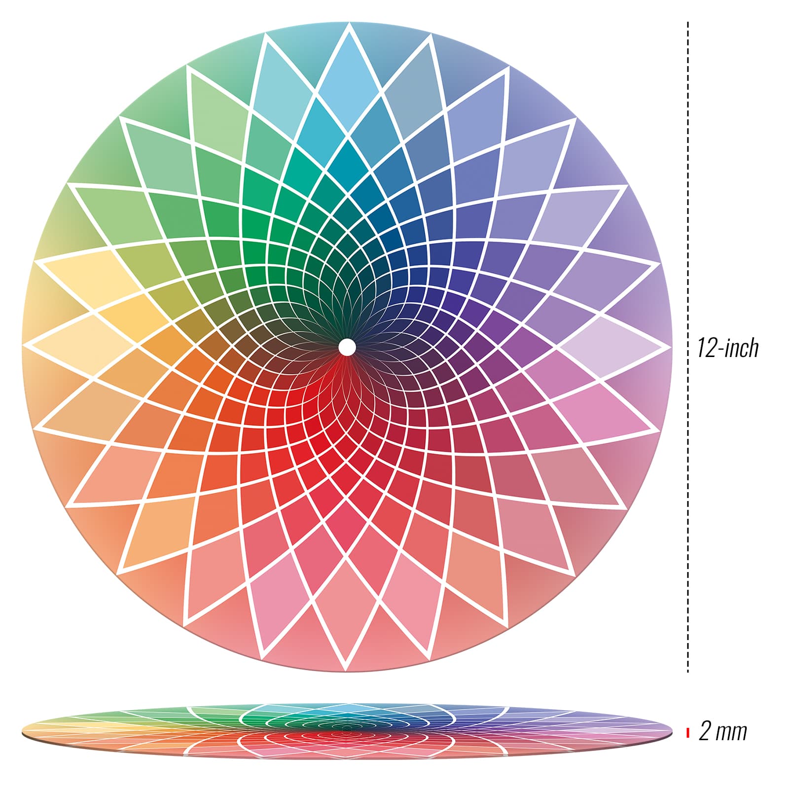 Rainbow Style Felt Turntable Platter Mat, 2mm Anti-Static Slipmat for LP Record Players