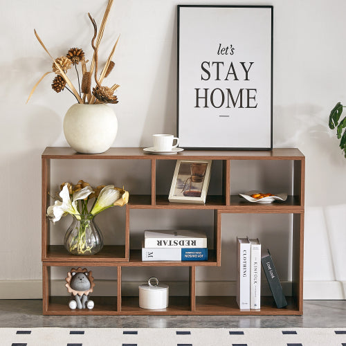 2-Piece Cube TV Stand with Adjustable Open Storage, Modern L-Shaped Media Console, Walnut MDF, 55.1 x 11.8 x 17.1 in