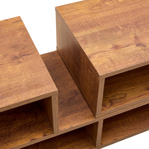 2-Piece Cube TV Stand with Open Storage – L-Shaped Modular Entertainment Console, Walnut MDF, 47.2