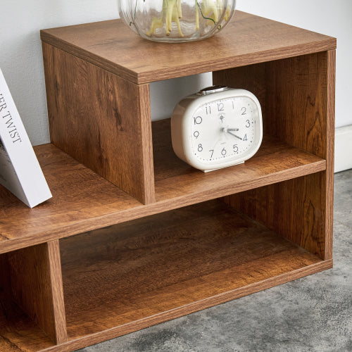 2-Piece Cube TV Stand with Open Storage – L-Shaped Modular Entertainment Console, Walnut MDF, 47.2