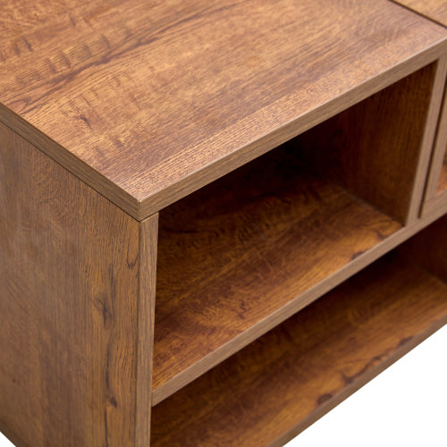 2-Piece Cube TV Stand with Open Storage – L-Shaped Modular Entertainment Console, Walnut MDF, 47.2