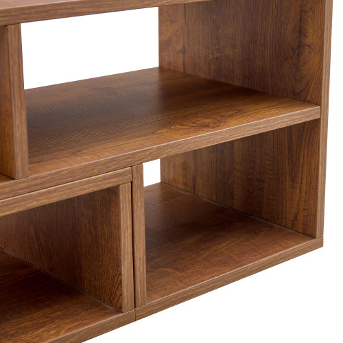 2-Piece Cube TV Stand with Open Storage – L-Shaped Modular Entertainment Console, Walnut MDF, 47.2