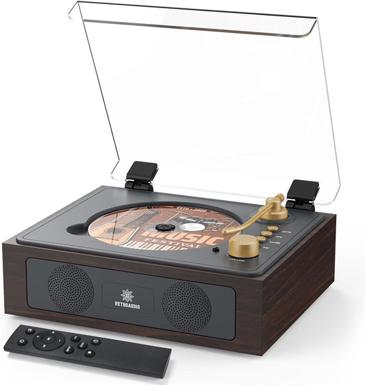 Bluetooth CD Player with Built-in Speakers – Portable Retro CD Music Player with Remote & Headphone Jack