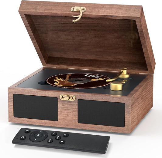 Bluetooth CD Player with Built-in Speakers – Portable Retro CD Player with Remote & Headphone Jack