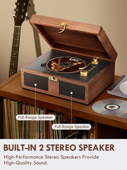 Bluetooth CD Player with Built-in Speakers – Portable Retro CD Player with Remote & Headphone Jack