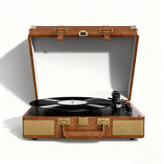 Dual Bluetooth Suitcase Record Player with Built-In Speakers