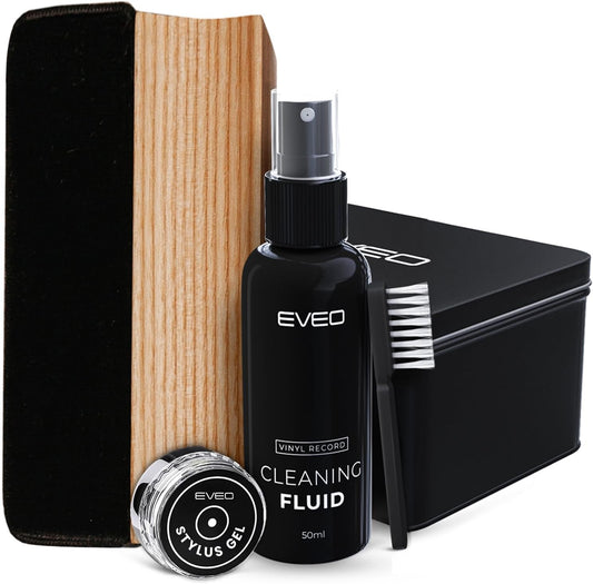 4-in-1 Premium Vinyl Record Cleaning Kit – Velvet Brush, Cleaner Liquid, Stylus Gel & Duster