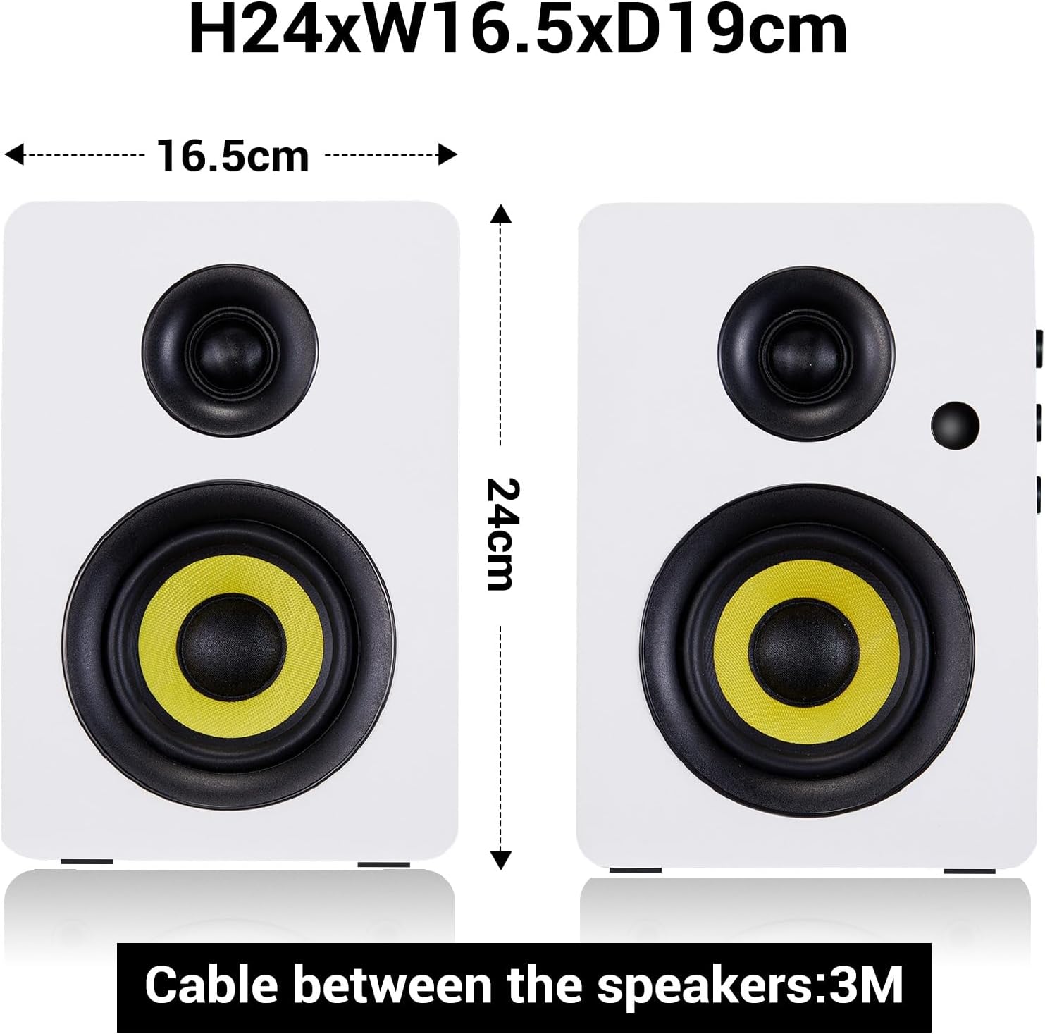 4” HiFi Bookshelf Speakers | 80W Active Studio Monitors with Bluetooth 5.4, Optical, Coaxial, TRS, AUX, USB DAC, MDF Cabinet, Remote – White
