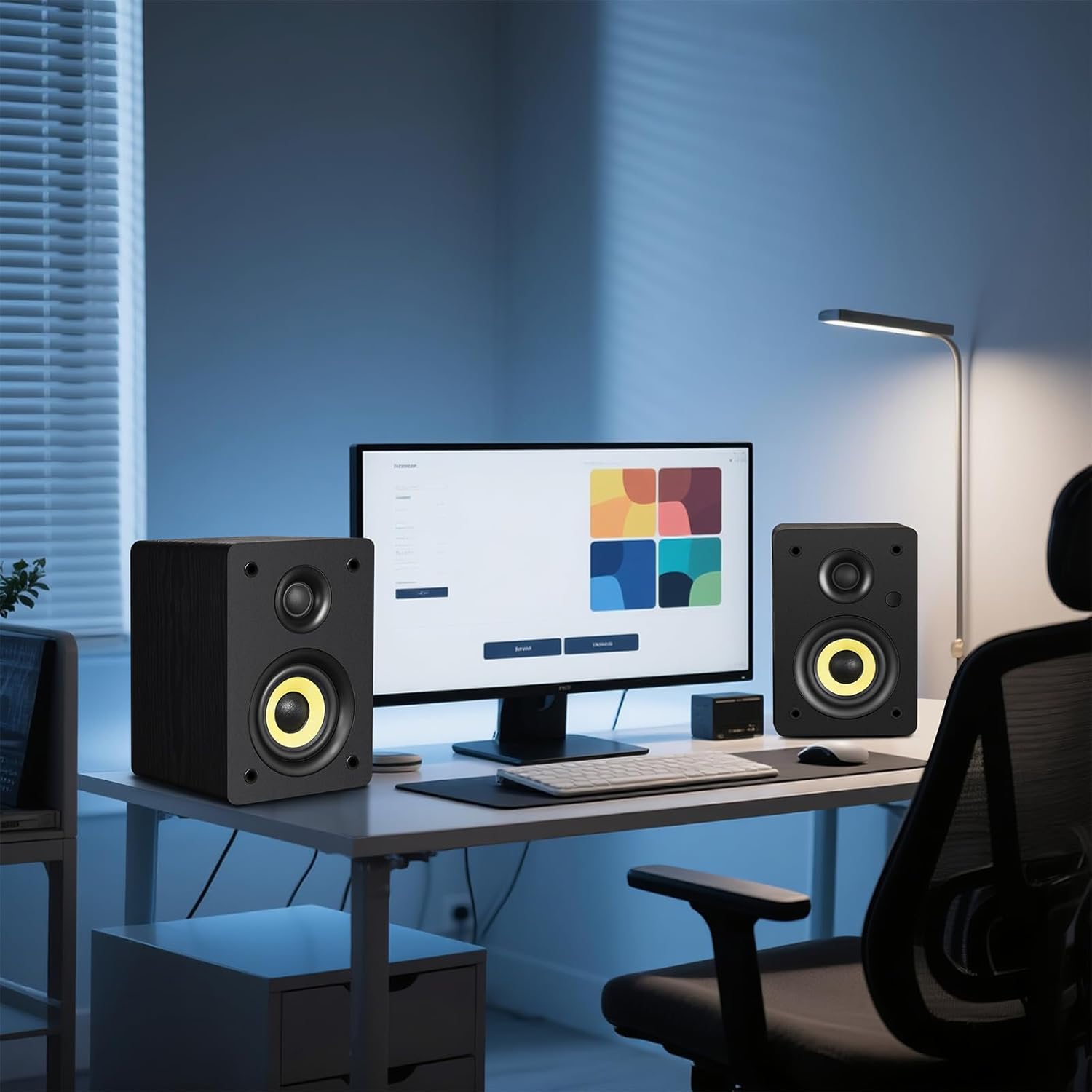 80W HiFi Bookshelf Speakers with Studio Monitor Mode, Bluetooth 5.4, Optical, Coaxial, TRS, AUX & USB DAC – Black MDF Cabinet with Remote Control