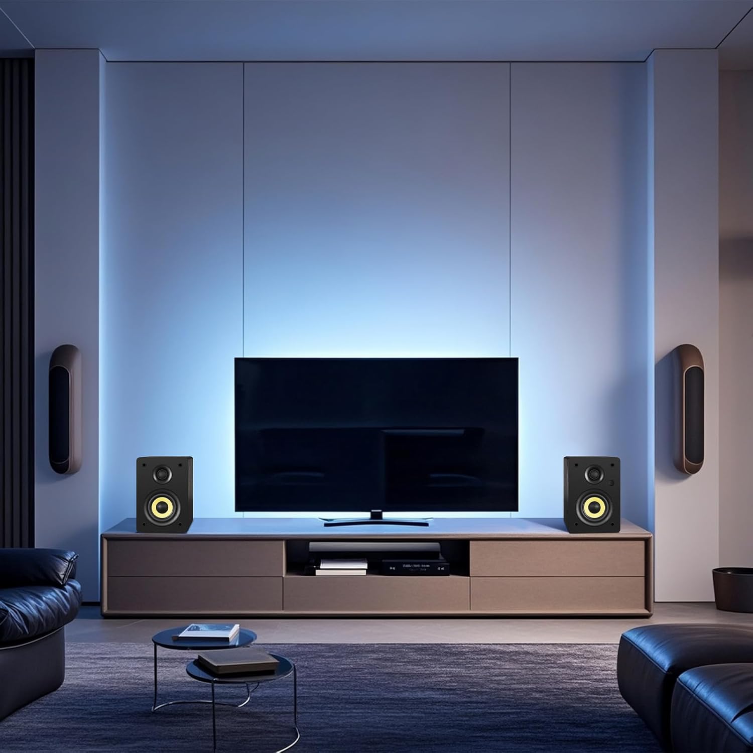 80W HiFi Bookshelf Speakers with Studio Monitor Mode, Bluetooth 5.4, Optical, Coaxial, TRS, AUX & USB DAC – Black MDF Cabinet with Remote Control