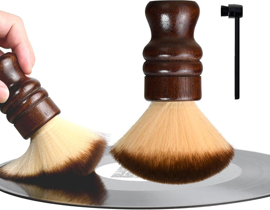 2-in-1 Vinyl Record Cleaning Kit with Stylus Brush – Retro Wooden Handle, Anti-Static Microfiber Record Brush