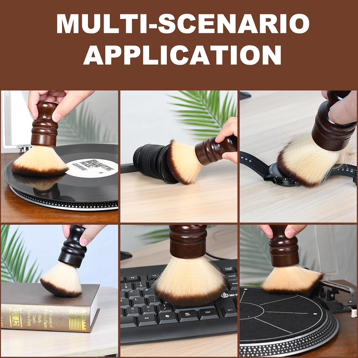 2-in-1 Vinyl Record Cleaning Kit with Stylus Brush – Retro Wooden Handle, Anti-Static Microfiber Record Brush