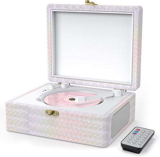 Portable Bluetooth CD Player – Desktop Vintage CD Player with Built-in Speakers, USB, AUX, Headphone Jack & Remote